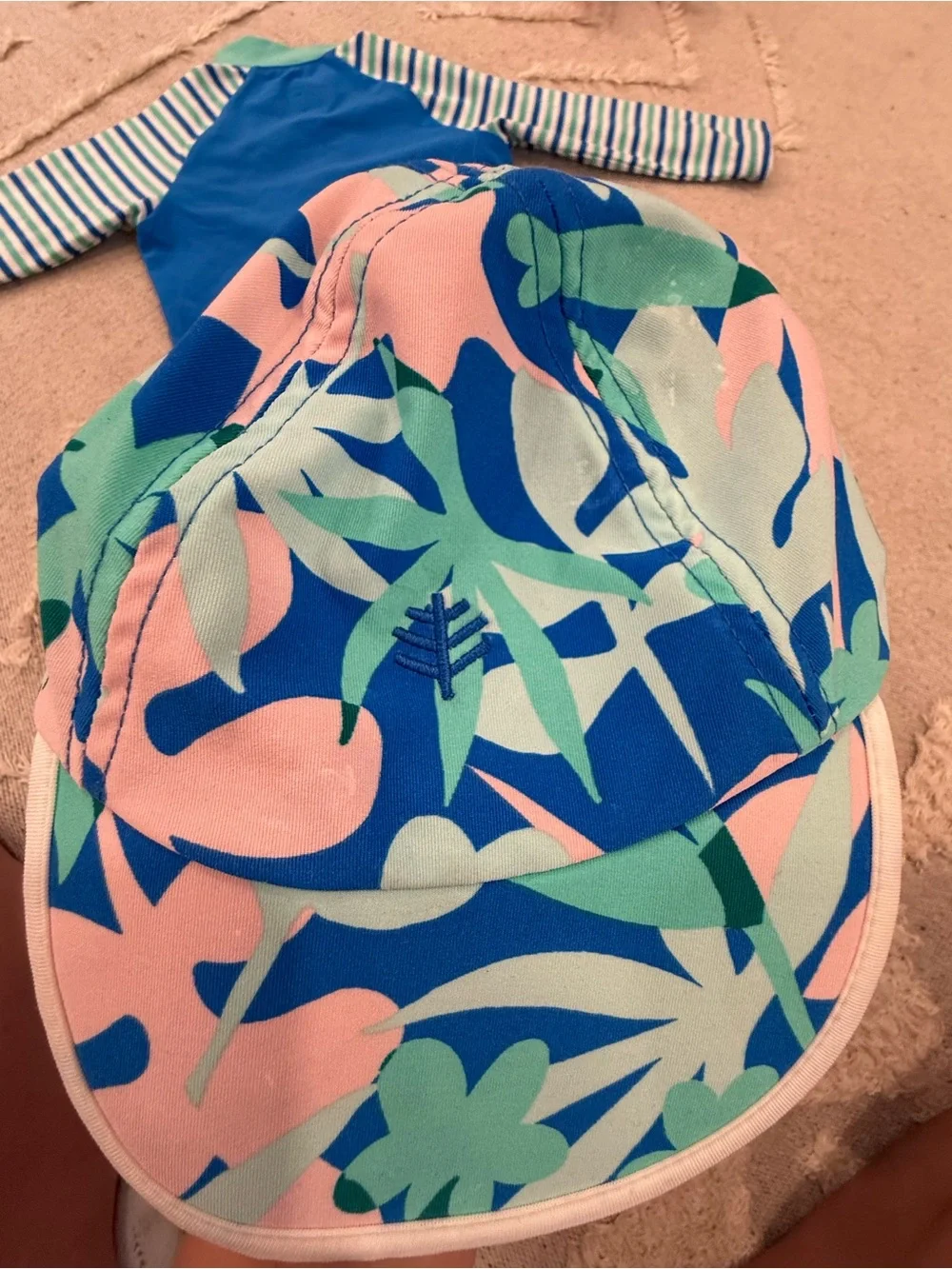 Coolibar Shark One-Piece Rash Guard Swimsuit with matching hat